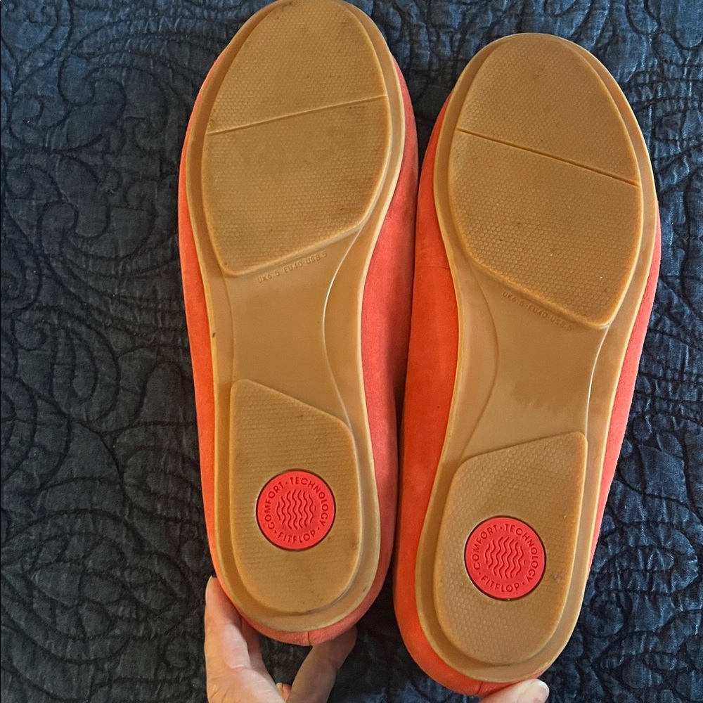 FitFlop Bright Red Orange Suede Shoes - Picture 3 of 3